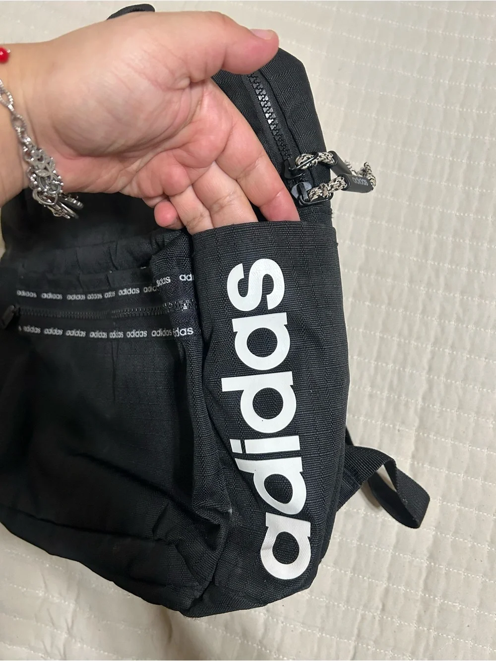 adidas Black Backpack Tote with Bold Vertical Logo